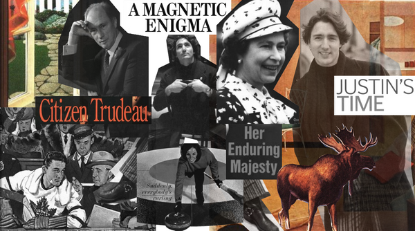 Photo collage of Canadian figures and symbols